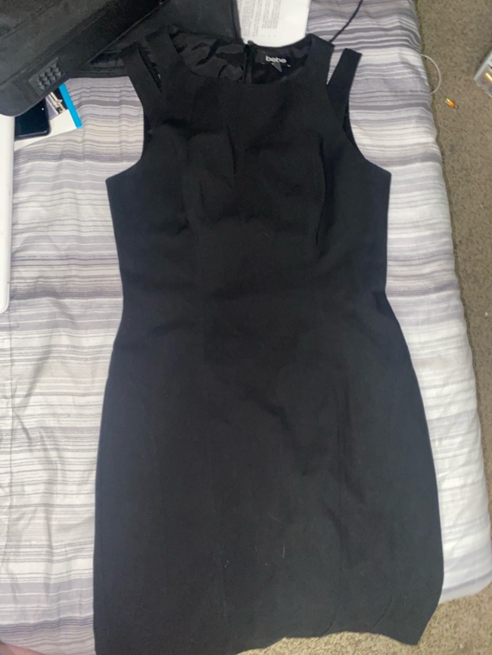 NWT Size 8 BeBe Black Sleeveless Midi Dress. Very Beautiful!